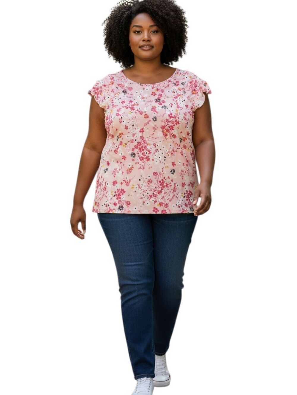 Tommy Hilfiger Floral Pull On Top Pink Short Sleeve Casual Blouse Size Large